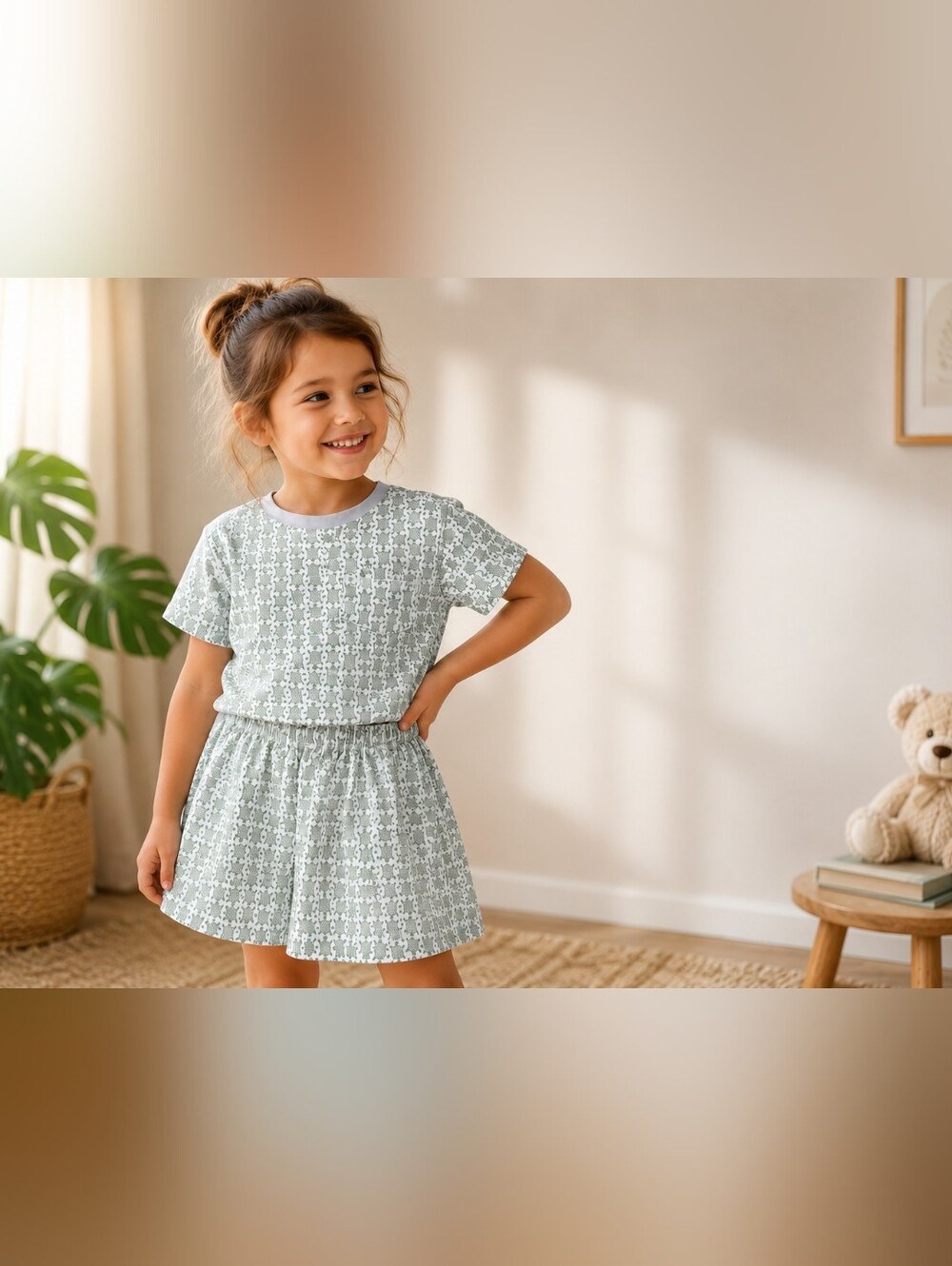 L+H - Lila & Hayes Little Green Turtle Print Pajama Set Toddler Girls 4T #2143